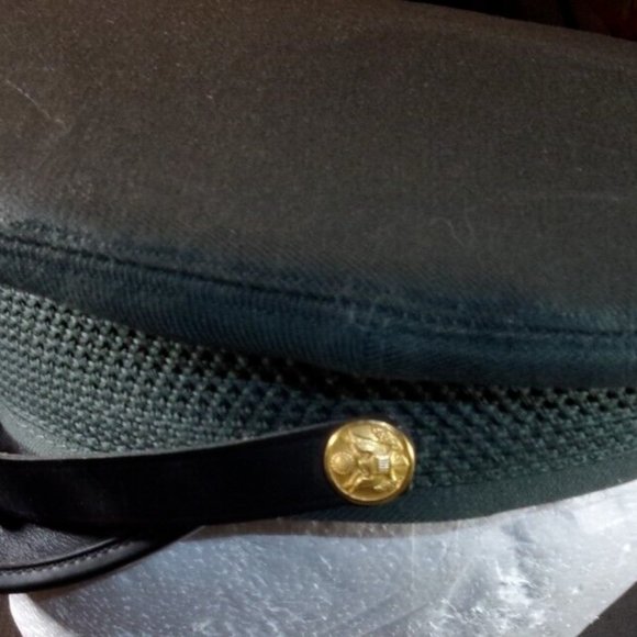 U.S. ARMY CLASS A sz6 7/8 GREEN WOOL SERVICE DRESS VISOR CAP VIETNAM ERA SV 710 - Picture 5 of 8